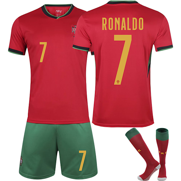2024-2025 Europeiska Cupen Portugal Tröja Barn Fotbollströja Set Nr.7 Ronaldo Tröjor Kläder Fotboll Träningsuniform 20