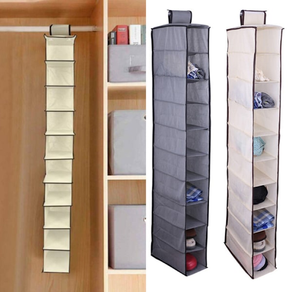 10 Fack Hängande Skoförvaring Organiser Klädförvaring Grey