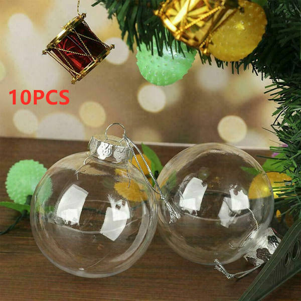 10 st transparenta julgranskulor i plast gold 10PCS