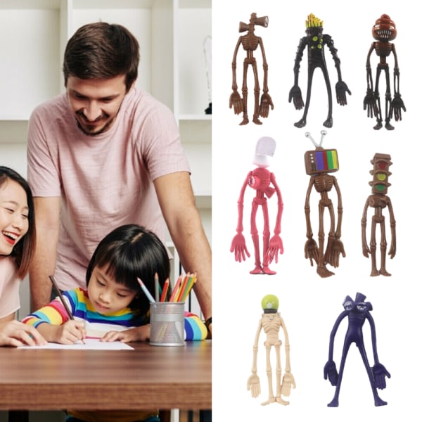 8st Anime Siren Head Toy Tecknad Figur Modell Docka Set Figur