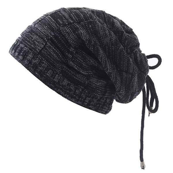Vinter Höst Unisex Pullover Mössa Ull Stickad Vuxen Varm Mössa black