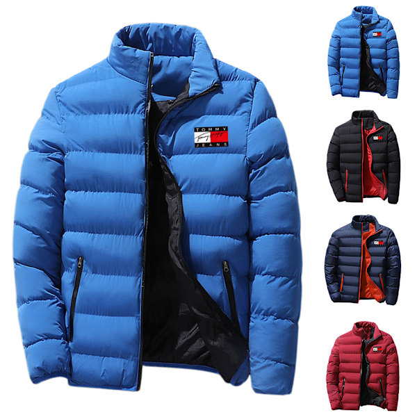 Herr Tommy Hilfiger Vintervarm Huvad Padderad Pufferjacka Quiltjacka Ytterplagg A 5XL