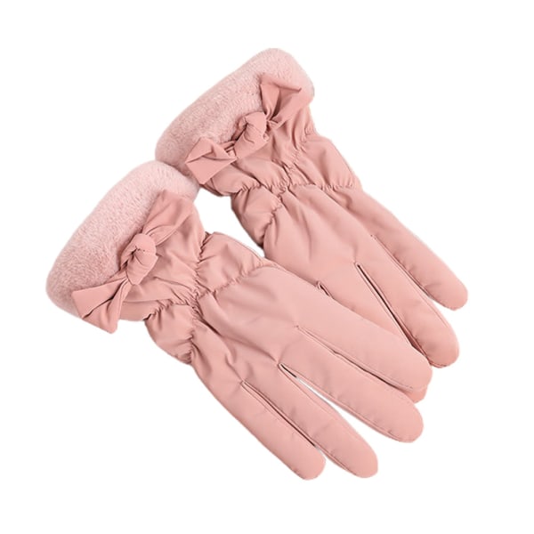 Kvinnor Vintermockahandskar Fleecefodrade Varma Full Finger Pink