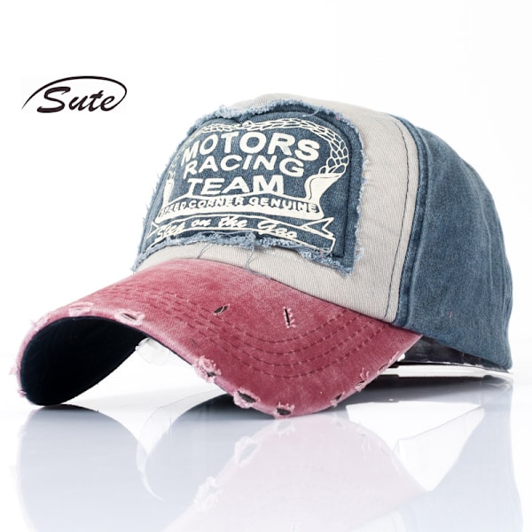 Unisex Solhatt Denimhatt Distressed Vintage Trucker Basebollkeps Justerbar Wine red