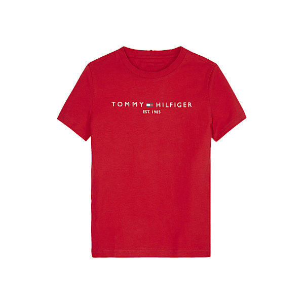 Tommy Hilfiger Herr T-shirt med bokstavstryck, kort ärm, löst sittande, avslappnad, sommartopp Red L