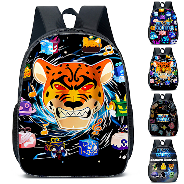 Pojkar Flickor Barn ROBLOX Blox Fruits Ryggsäck Studenter Cartoon Skolväska Bokväska Ryggsäck D 30*15*40cm