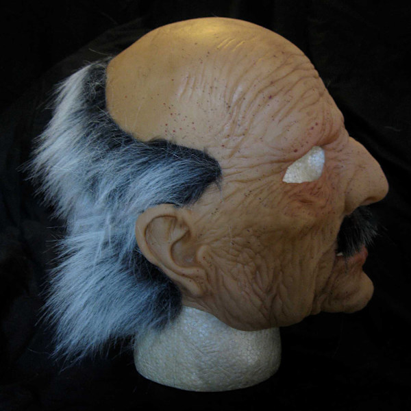 Gammal Man Latex Mask Vit Hårmask Huvudbonad Halloween Mask Skallig Morfar Mask Huvudöverdrag