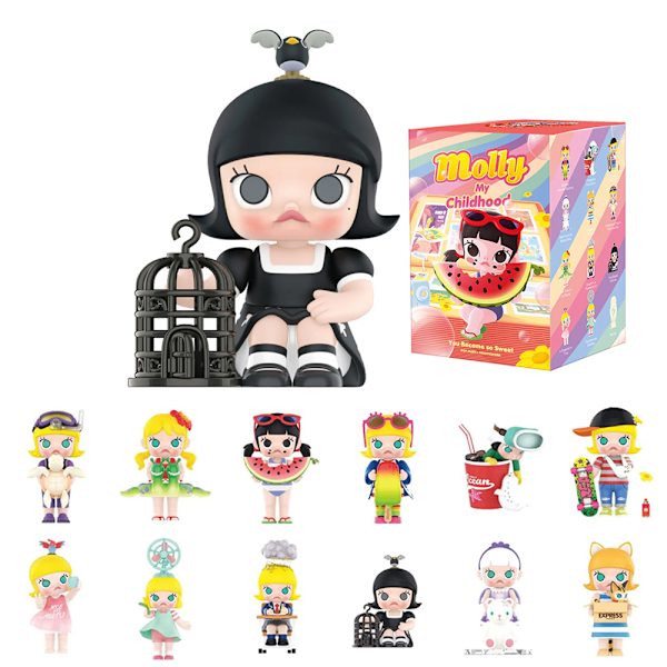 POP MART Molly When I was a Kid Series Figuriner, DIMOO Blind Box Figuriner Samlarleksaker (Slumpmässigt en)