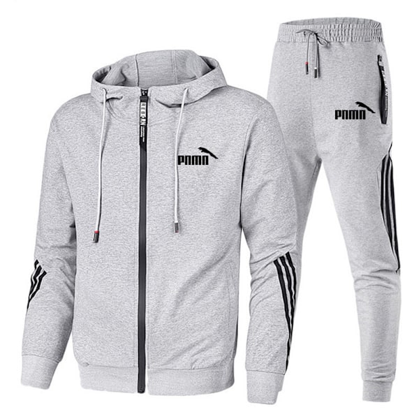 Män Herr Long Sleeve Zip Hoodie Sweatshirt Byxor Sport Tracksuit Hoodie Set E XL