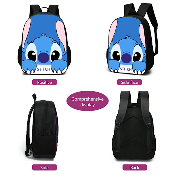 3 st/set Lilo & Stitch Ryggsäck Barn Cross Body Lunchbag Pennfodral Skolväska C
