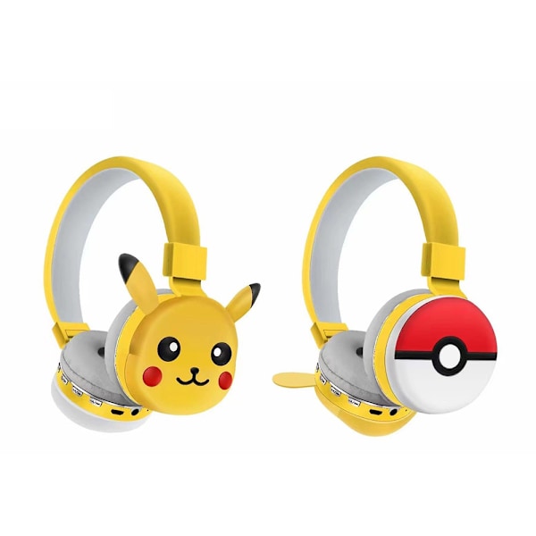 Barn över örat hörlurar trådlösa Bluetooth headset tecknad anime öra hörlurar Xmas gåvor Yellow