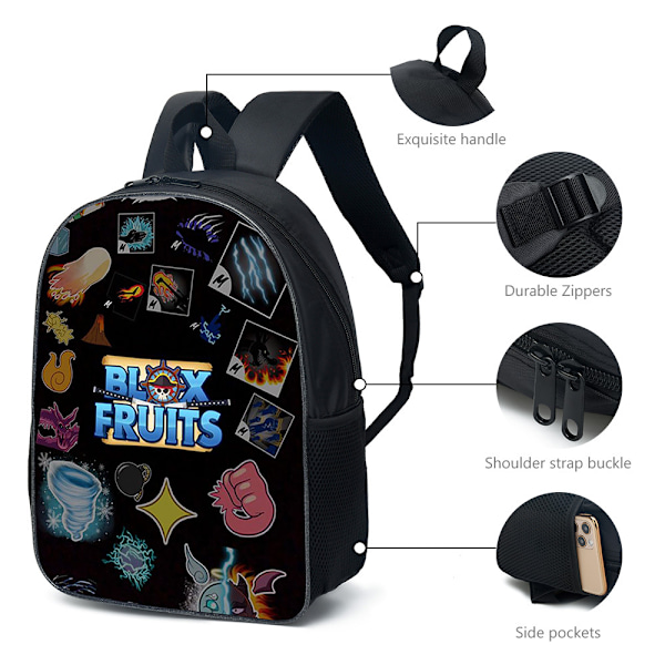 Pojkar Flickor Barn ROBLOX Blox Fruits Ryggsäck Studenter Cartoon Skolväska Bokväska Ryggsäck C 30*15*40cm