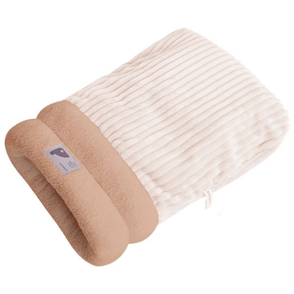 Vintervarm Kattkoja Sovsäck Mysig Mjuk Husdjursbädd Halvinklädd Plysch Kattbädd Off White L