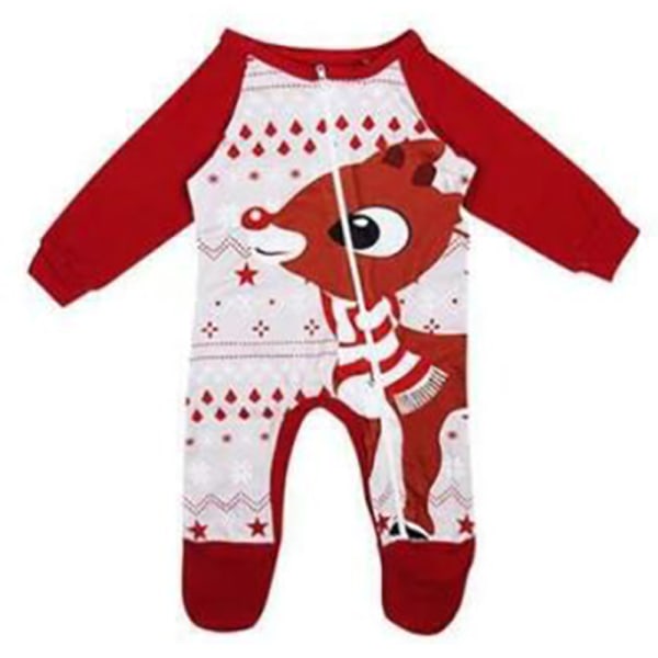 Familj Vuxna Barn Jul Cartoon Älg Pyjamas Nattkläder Set baby 70cm