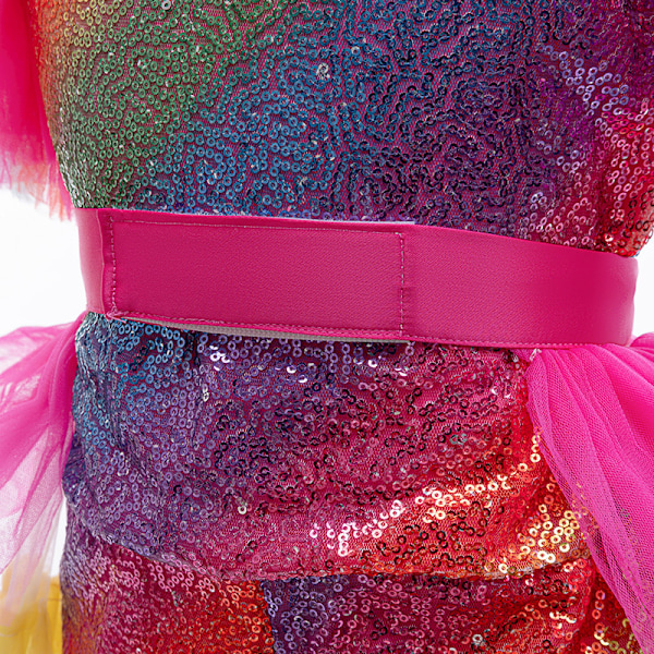 Regnbågskarnevalskostym för flickor 4-12 år, glittrande paljett-tutu-outfit för födelsedag 100cm