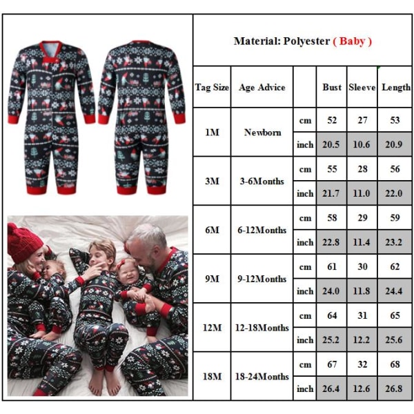 Jul familj matchande set Pyjamas Sovkläder Xmas PJs Set baby 18M