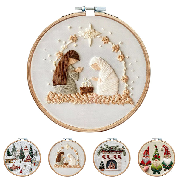 Handbroderingsstartset med stygn, broderi, sömnad, hantverk, stämplade julklappar B