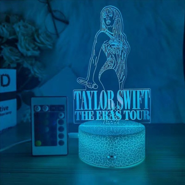 Taylor Swift 3D LED Nattlampa Skrivbordslampa 7 Färger Ändrar Touch Control Present C