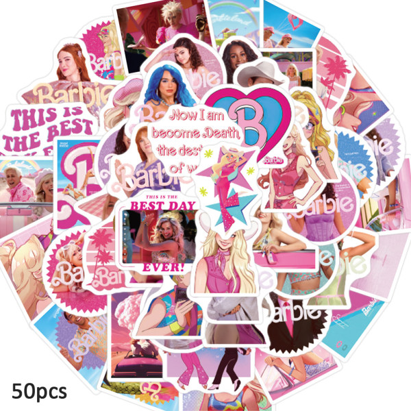 50 st Barbie-klistermärken för presenter med vattenflaskor 50PCS