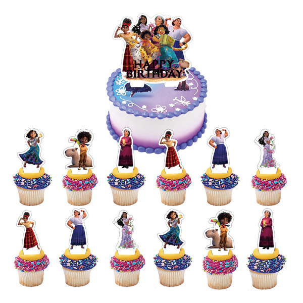 Encanto födelsedagsfest tillbehör Set Cupcake Cake Topper