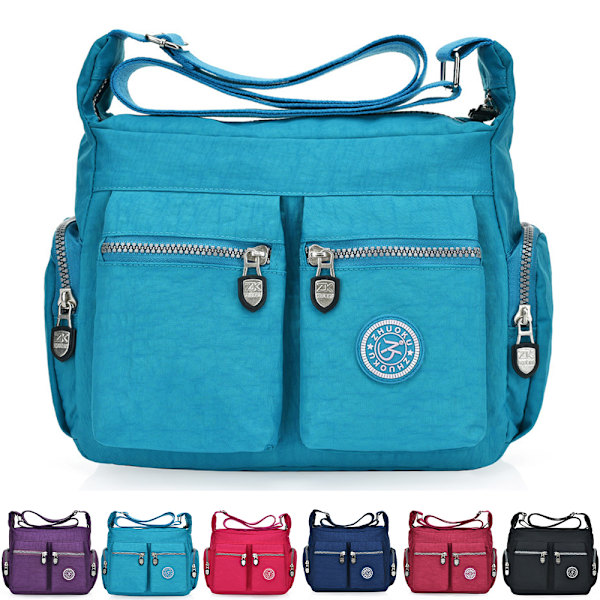 Dames Stor Kapacitet CrossBody Väska Resa Anti-Stöld Multi-Fick Axelväska Purple