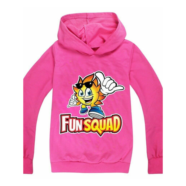 Kids Fun Squad Gaming Print Hoodie Jumper Sweatshirt Rose red 150cm
