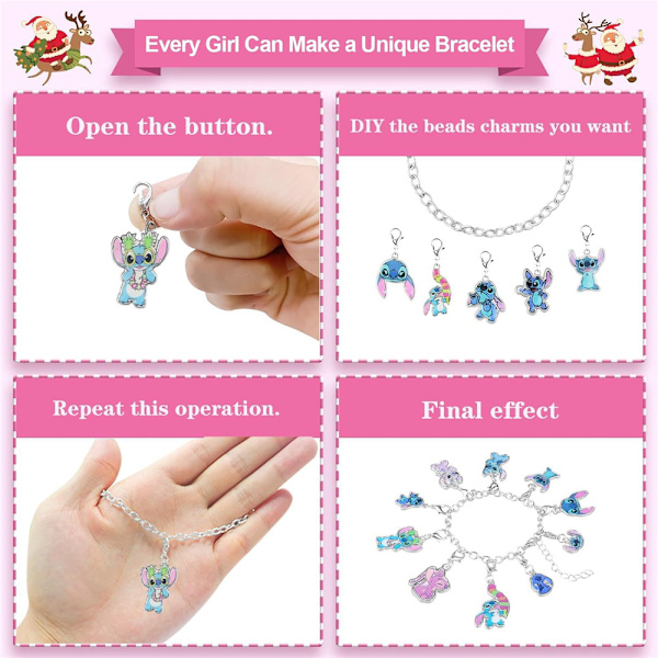 Stitch Adventkalender 2024 Smycken Adventkalender 2024 Jul 24 Dagar Nedräkningskalender med DIY Armband Jul Semester Ornament Flickor Present