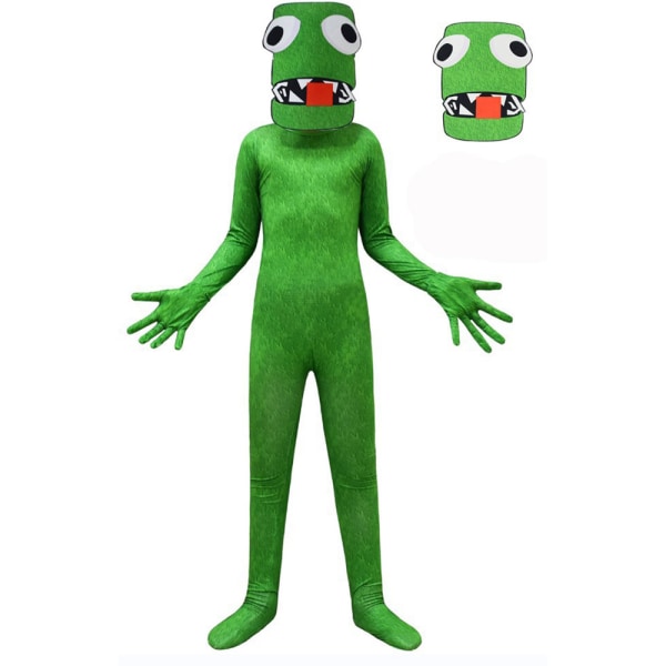 Halloween Rainbow Friends Spel Green Monster Costume Jumpsuit 110cm