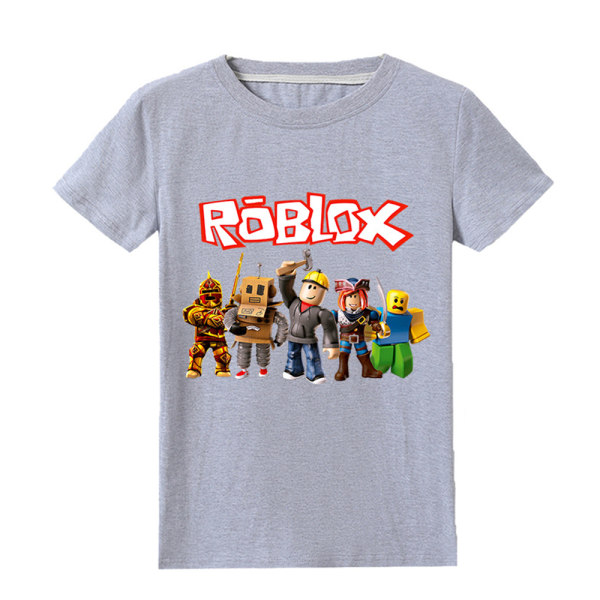 Roblox Print T-shirt Barn Pojkar Flickor T-tröjor med rund hals Grey 11-12 Years