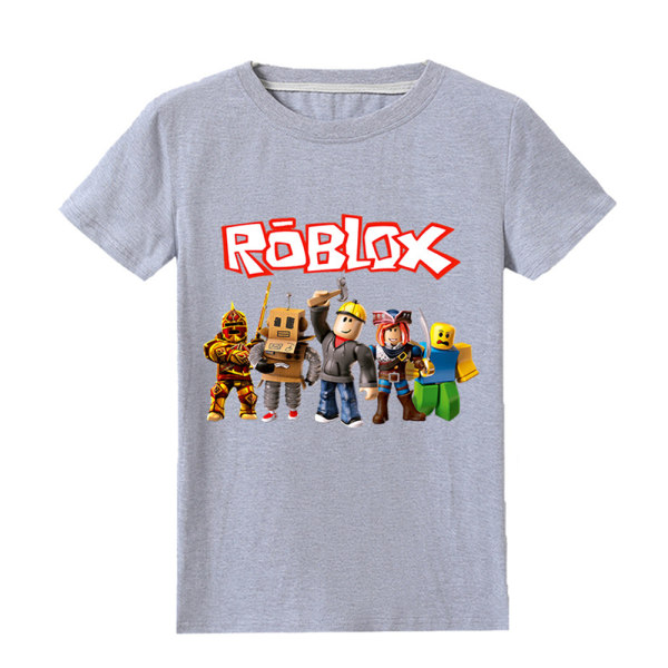 Roblox Print T-shirt Barn Pojkar Flickor T-tröjor med rund hals Grey 7-8 Years