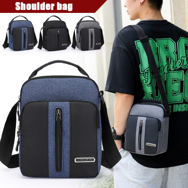Liten män Colorblock Messenger Bag Pack Resor Sport Shoulder Sling Ryggsäck Cross Body Portable Blue