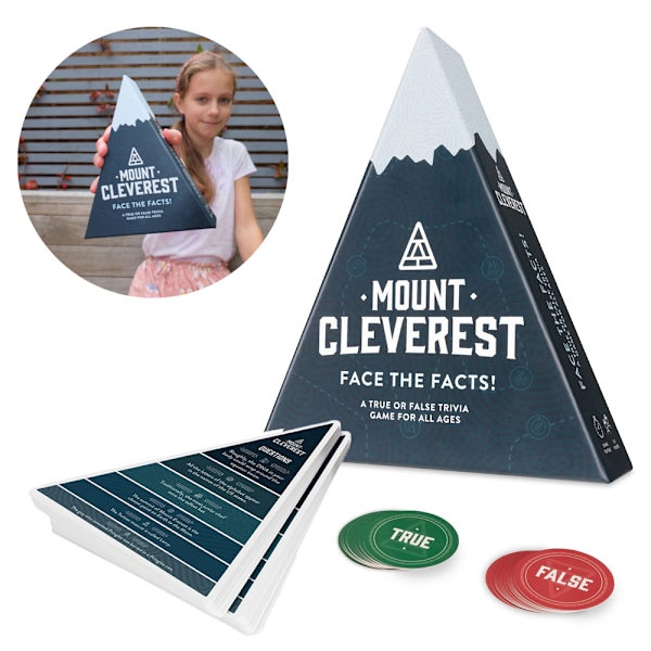 MOUNT CLEVEREST Sant eller Falskt Trivia-spel - Roligt familjespel för vuxna och barn