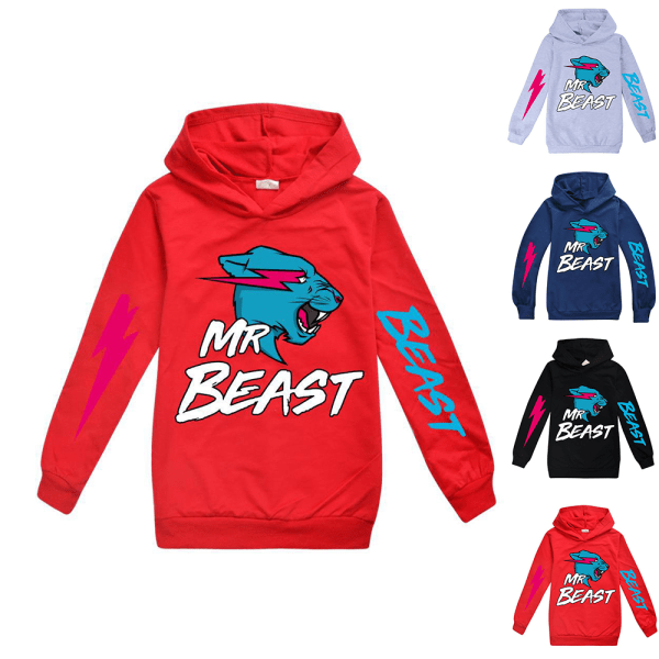 Barn Pojkar Cartoon Print Långärmad Hoodie Coat Vinter Jumper Sweatshirt Red 160cm