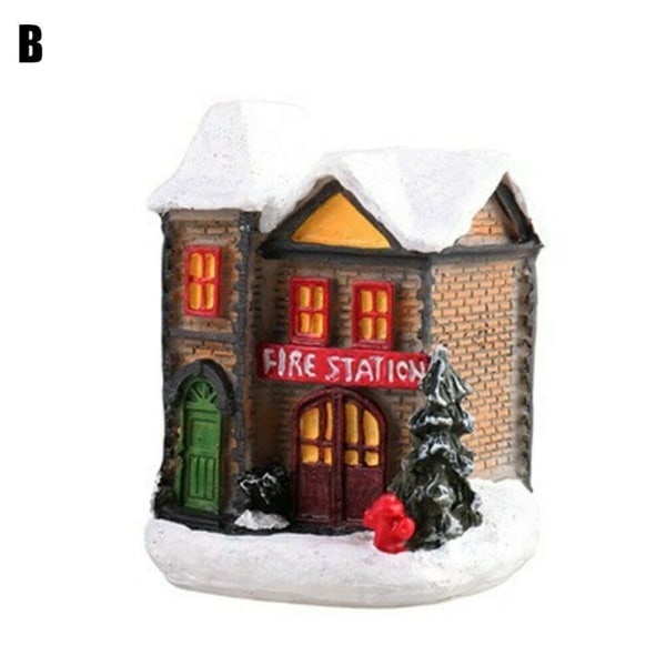 Led Light Up Mini Village House Scene Xmas Ornament Decor B