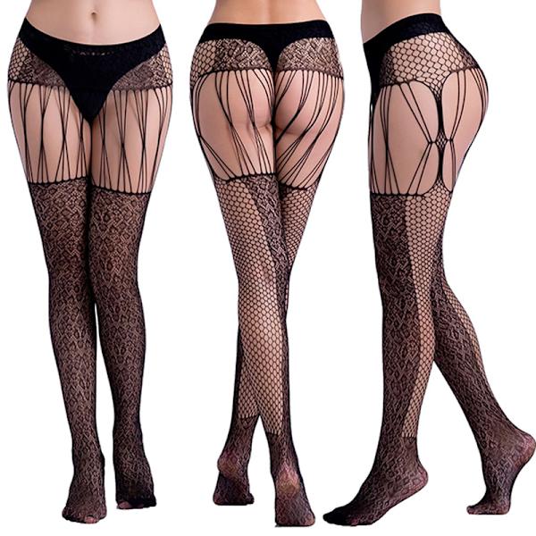 Kvinnors sexiga underkläder Cutout Hög midja Fishnet Strumpor 6082 one size