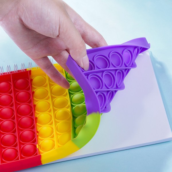 Pop It Notebook Silikon Fidget Toy sensoriska leksaker skolmaterial Rainbow