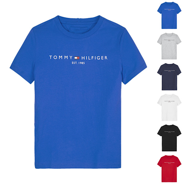 Tommy Hilfiger Herr T-shirt med bokstavstryck, kort ärm, löst sittande, avslappnad, sommartopp Black 2XL