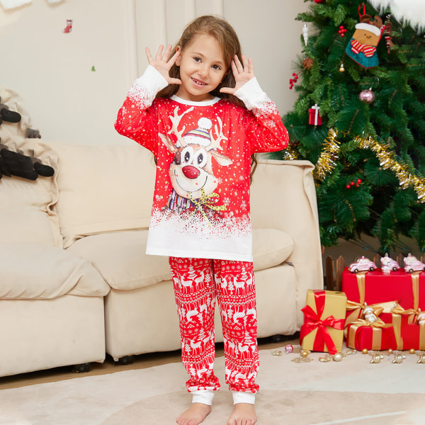Elk Julpyjamas Familjematchande Nattkläder Barn Pyjamas Set Kids 3T