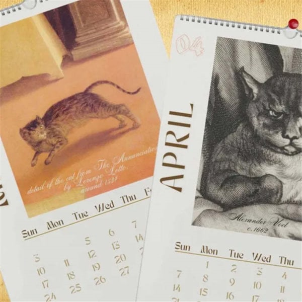 Cat Wall Calendar 2024 Ugly Cats Painting Funny Cat Calendar