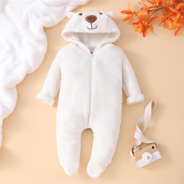 Nyfödd Baby Boy Girl Kids Bear Hooded Romper Jumpsuit Outfits 60cm