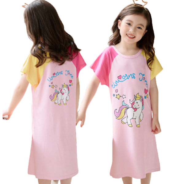 Flickors Nattlinne Småbarn Sommar Pyjamas Sovkläder Kortärmad Tryckt Pyjamas Sovkläder 3-10 År #2 7-8Years