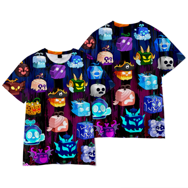 Roblox Blox Fruits Barn 3D-tryck T-shirt Pojkar Flickor Sommar Kortärmad Blus C 9-10 Years