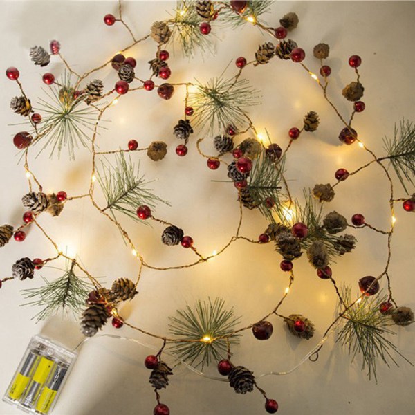 Christmas Garland Wreath Xmas Batteridriven LED-ljusdekor Five-pointed star 2M 20 lights