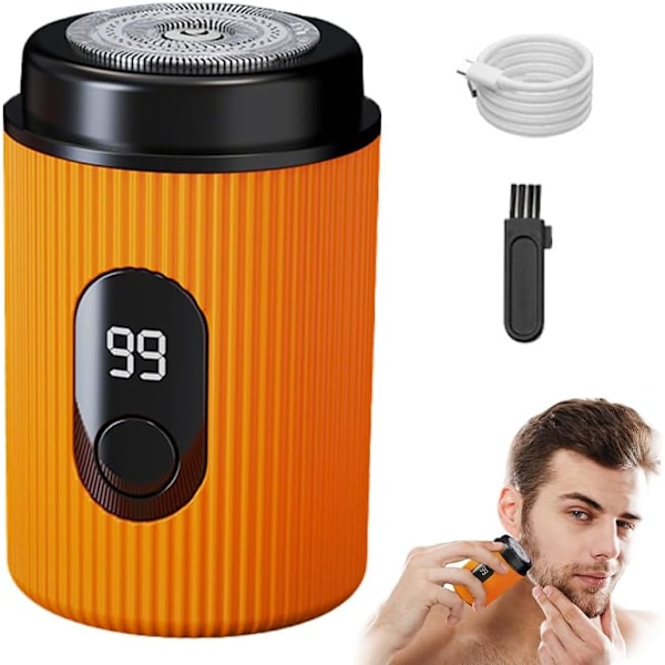 Mini Elektrisk Rakapparat Män Bärbar Elektrisk USB Uppladdningsbar Skäggrimmer Orange