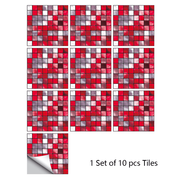 10 st mosaik kakel klistermärke väggdekoration DIY självhäftande MZ-2-091 WxL: 6x6"