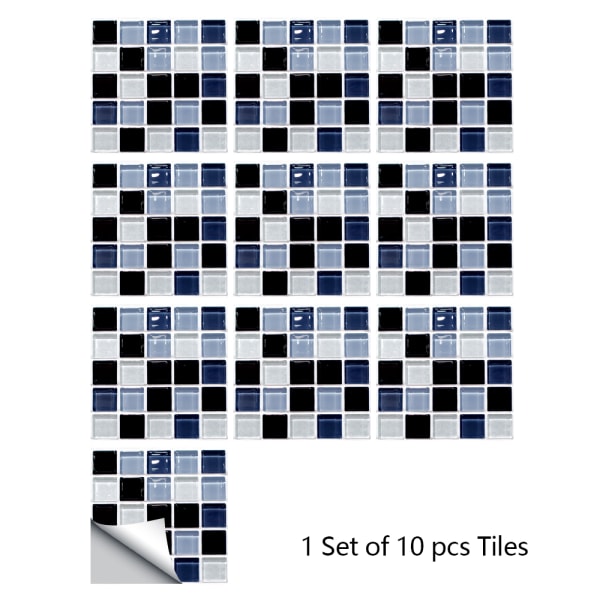 10 st mosaik kakel klistermärke väggdekoration DIY självhäftande