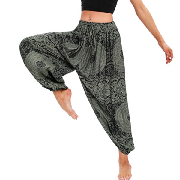 Yogabloomers med printed midjabyxor för kvinnor Green One Size