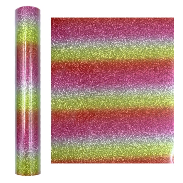 Rainbow Glitter Vinyl DIY bokstäver Film Cup Stickers Kläder Pink Rainbow 12"x2FT