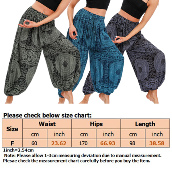 Yogabloomers med printed midjabyxor för kvinnor Black One Size