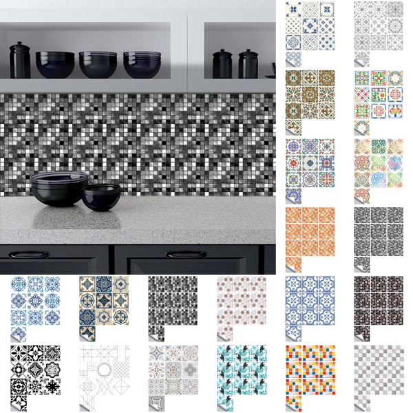 10 ST Mosaikklistermärken DIY Toalett Badrum Väggdekor